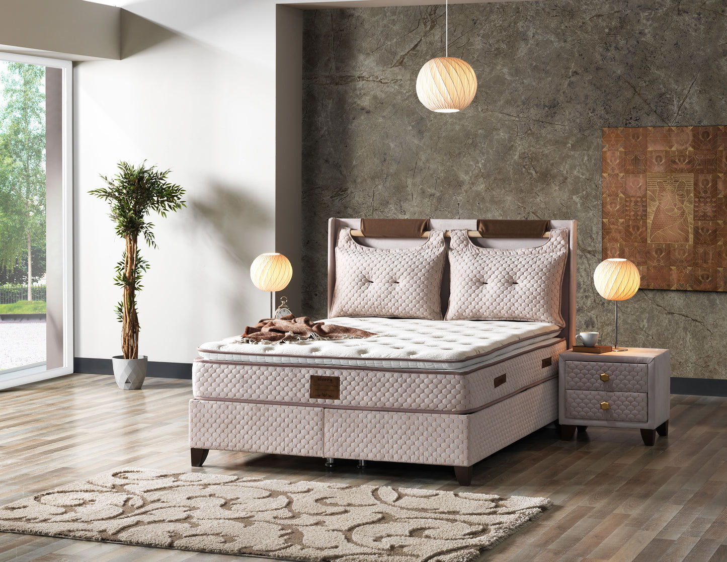 Sierra Bedding - Verona Basis und Kopfteil - Bezauberndes und süßes Design in ausgewählten Größen - Ohne Matratze -