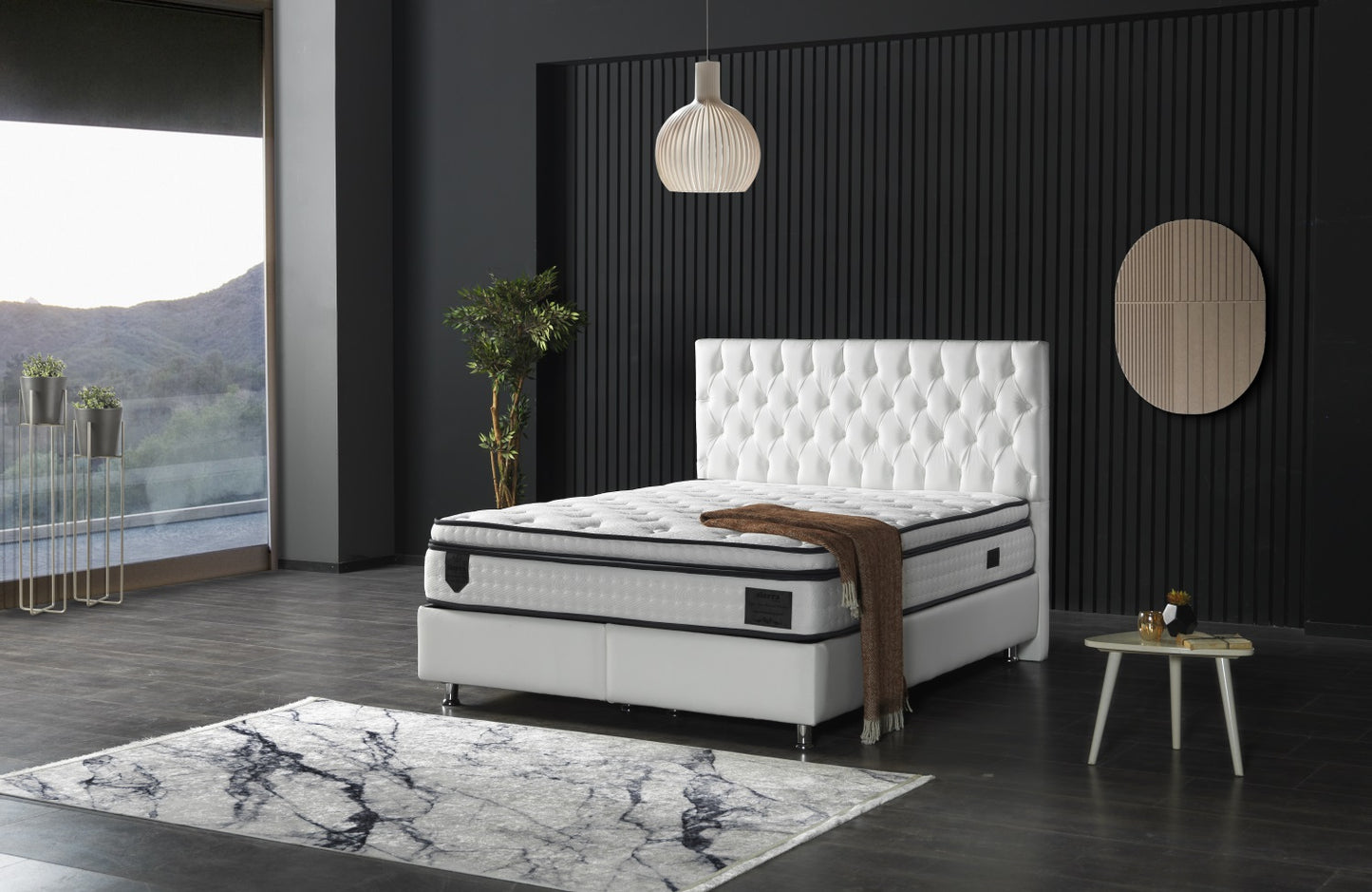 Sierra Bedding - Nevada Base and Headboard - Redefine Your Space with Innovative Design- White - Without Mattress