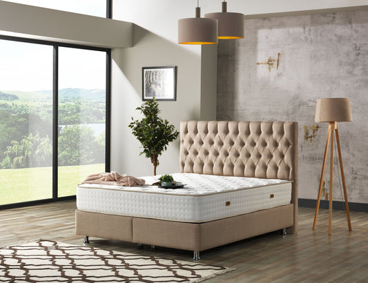 Nevada Base und Kopfteil - Definieren Sie Ihren Raum neu mit innovativem Design - Creme - Ohne Matratze