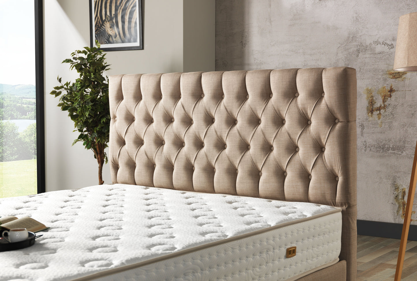 Nevada Base und Kopfteil - Definieren Sie Ihren Raum neu mit innovativem Design - Creme - Ohne Matratze
